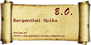 Bergenthal Opika névjegykártya
